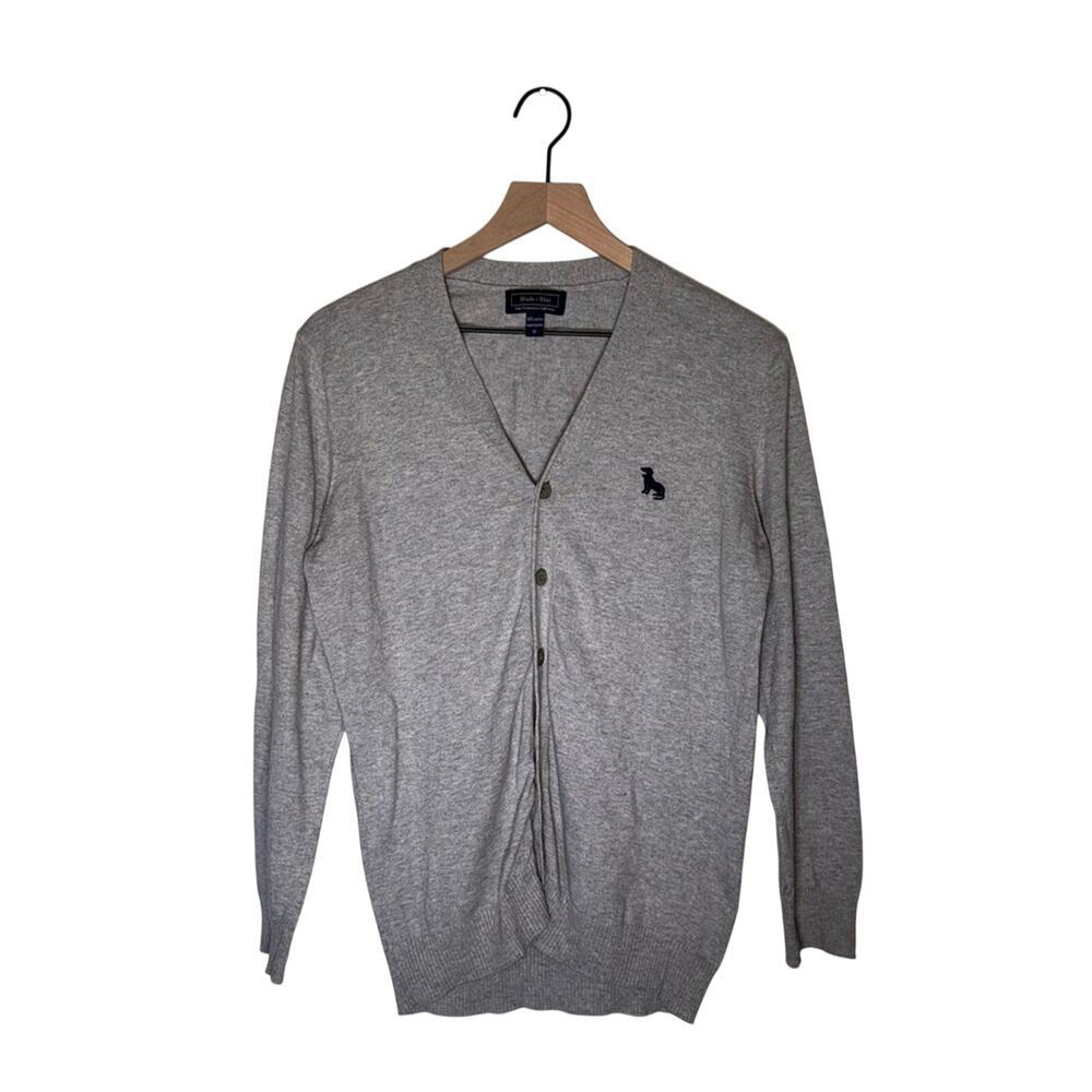 BLADE + BLUE men’s gray cotton minimalist classic button cardigan M